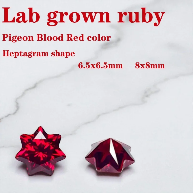 

L-Ruby Heptagram Cut VVS1 Выращенный в лаборатории драгоценный камень Голубь Кроваво-красный для DIY Материалы для изготовления ювелирных изделий Сертификат Оптовая продажа с фабрики Pri
