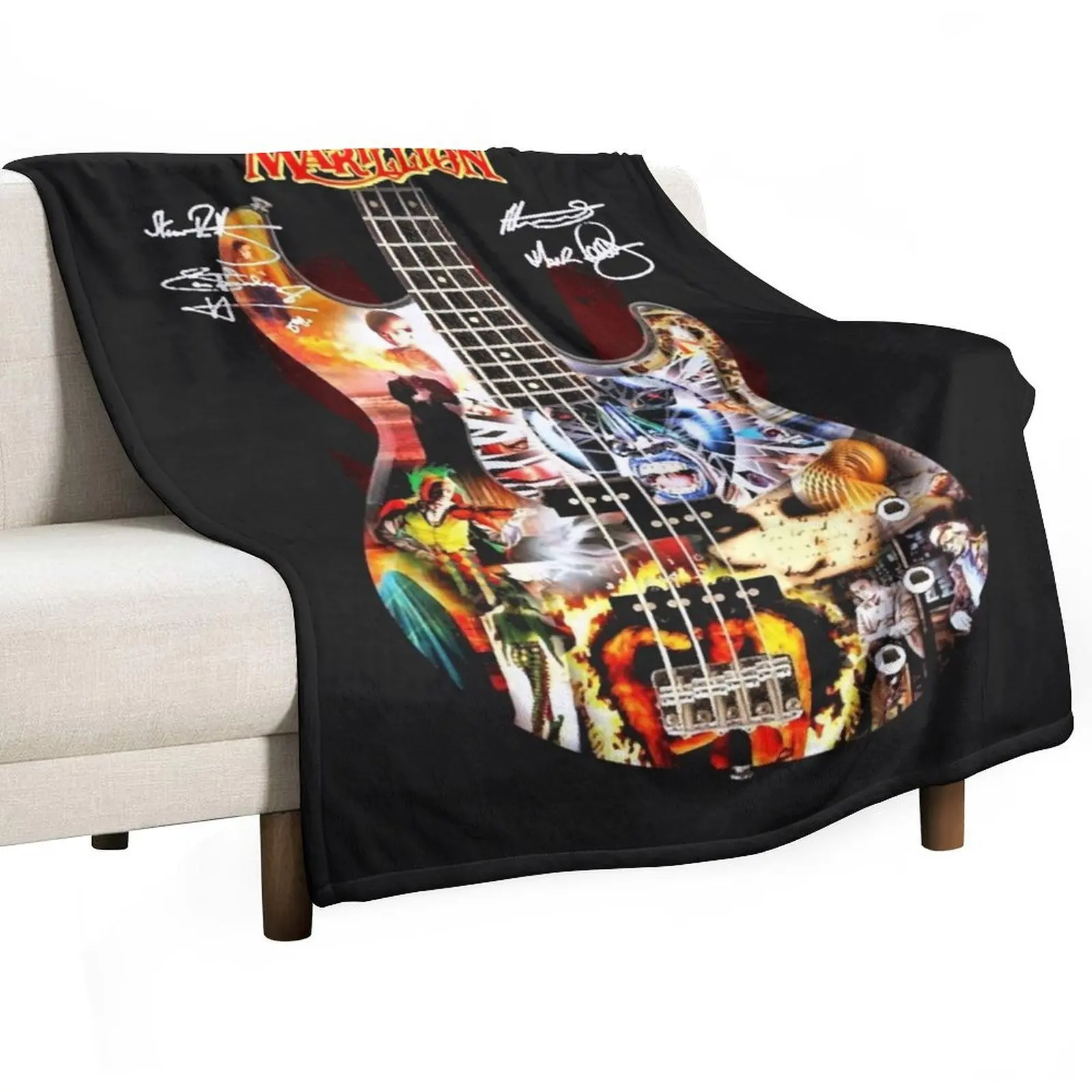 

Marillion guitar signatures Throw Blanket heavy to sleep Sofa Throw Large Blankets Sofas Of Decoration Blankets