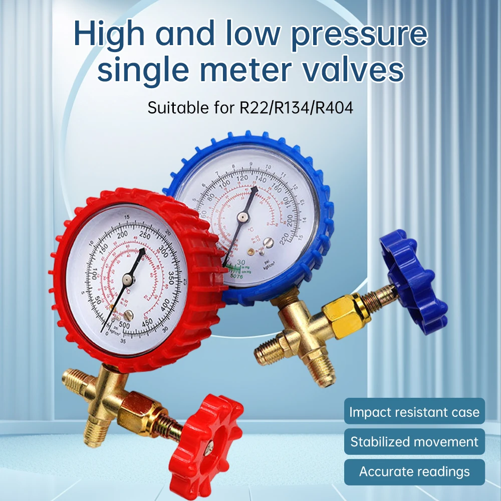 220PSI 500PSI Air Conditioning Refrigerant Recharge Pressure Gauge Manometer Thread 1/4 inch