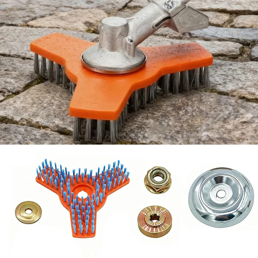 Cleaning Brush for Lawn Mower Housing and Blades with Fixing Accessories for Floor Tile Grout and Wall Applications