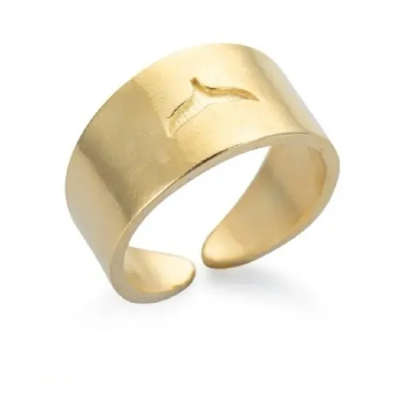 Stainless Steel Adjustable Shark Whale Tail Ring