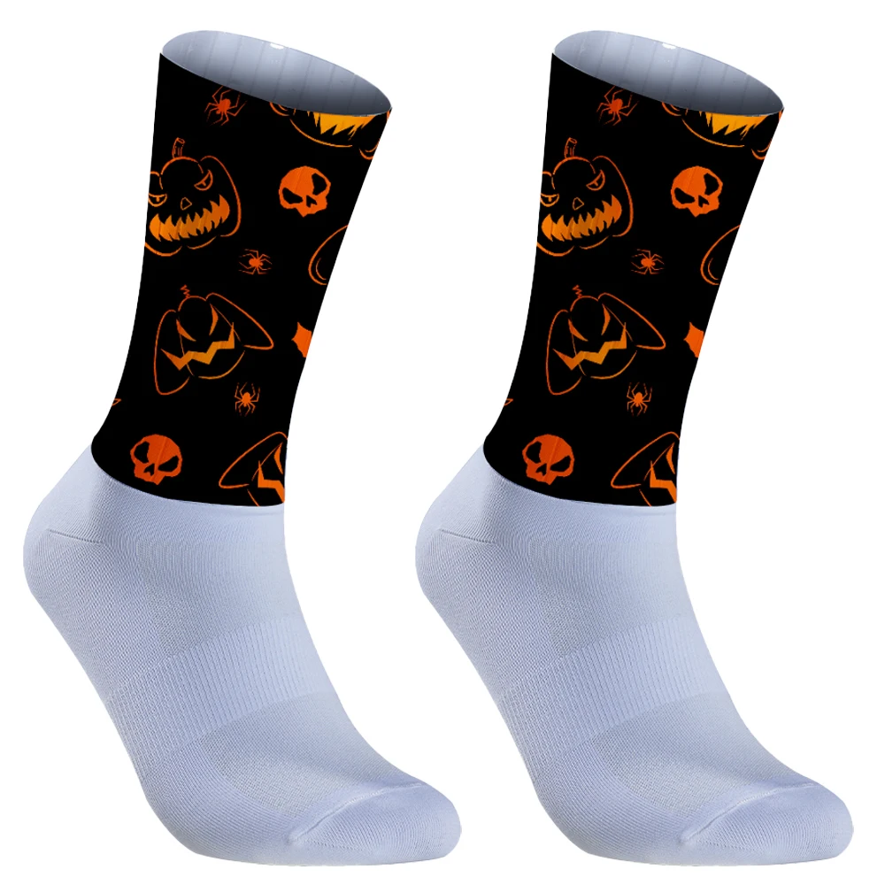 Chaussettes de cyclisme à hauteur du genou pour hommes, compression d'infirmière, vélo de route, course à pied, Halloween, nouveau, 2024