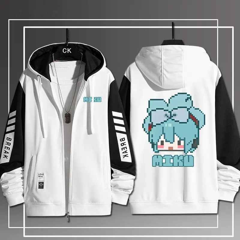 

Hatsune Miku Kawaii anime peripheral cardigan spring and autumn coat creative cute cartoon MIKU loose sweatshirt gift wholesale
