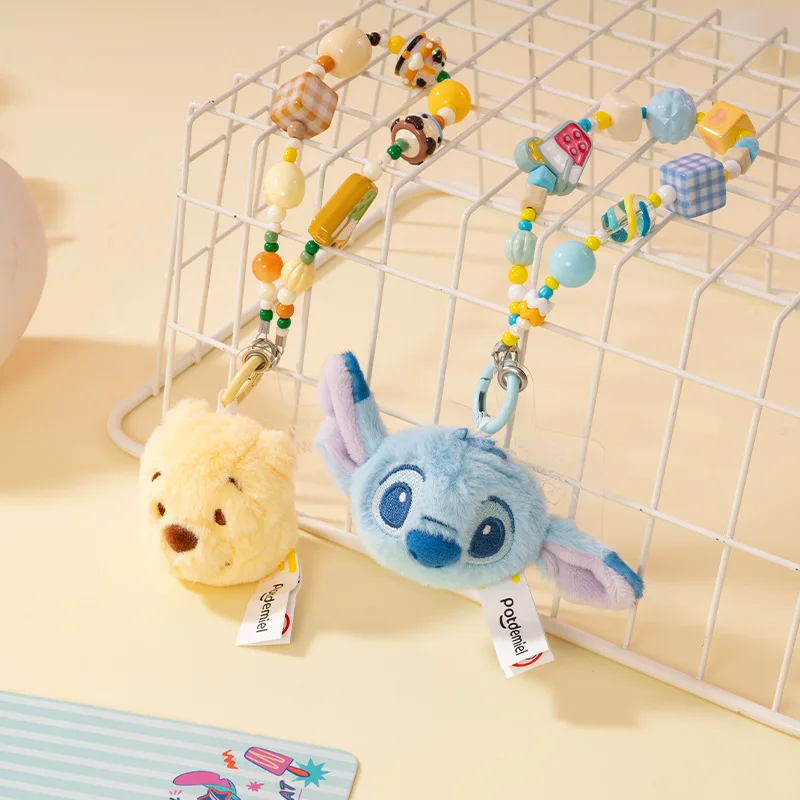 

Winnie The Pooh Sticky Multicolored Pendant Cute Plush Beads Necklace Keychain