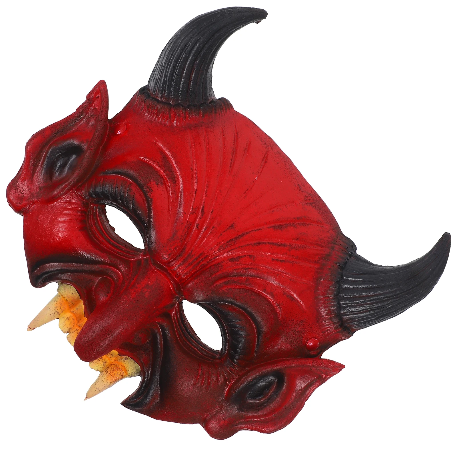 หน้ากากปีศาจน่ากลัวฮาโลวีนเครื่องแต่งกายผู้ใหญ่เด็ก PU หน้ากาก Sharp ฟัน Horns Masquerade Carnival อุปกรณ์ตกแต่ง