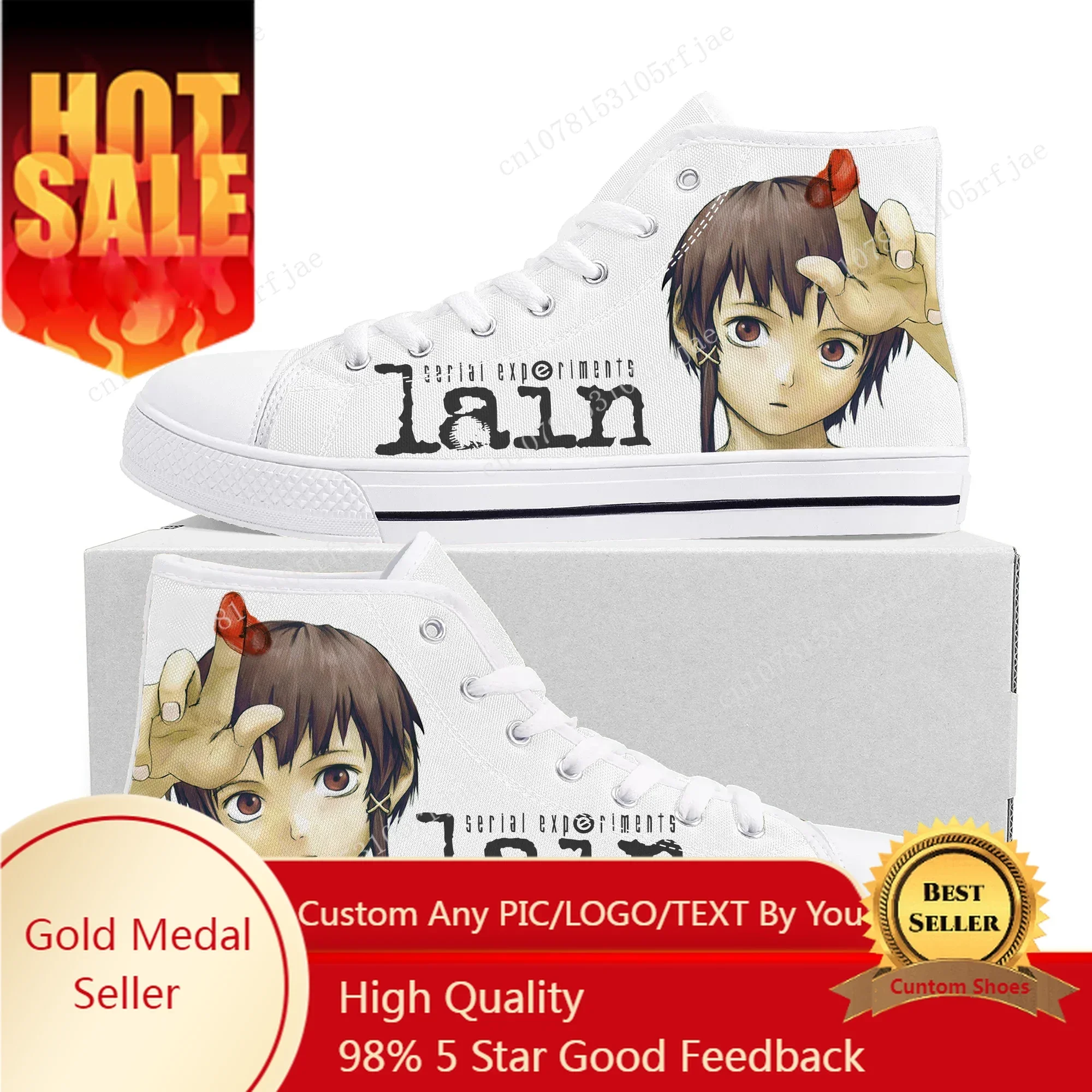 Baskets montantes Serial Experiments Lain, motif jeu de dessin animé, pour hommes, femmes et adolescents, chaussures en toile de haute qualité, baskets décontractées sur mesure