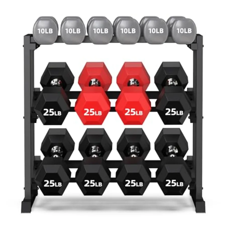 

Регулируемая 3-уровневая стойка для гантелей с местом для хранения штанг и дисков, для домашнего спортзала, сверхпрочная стальная стойка для утяжелителей с регулировкой угла наклона и высоты