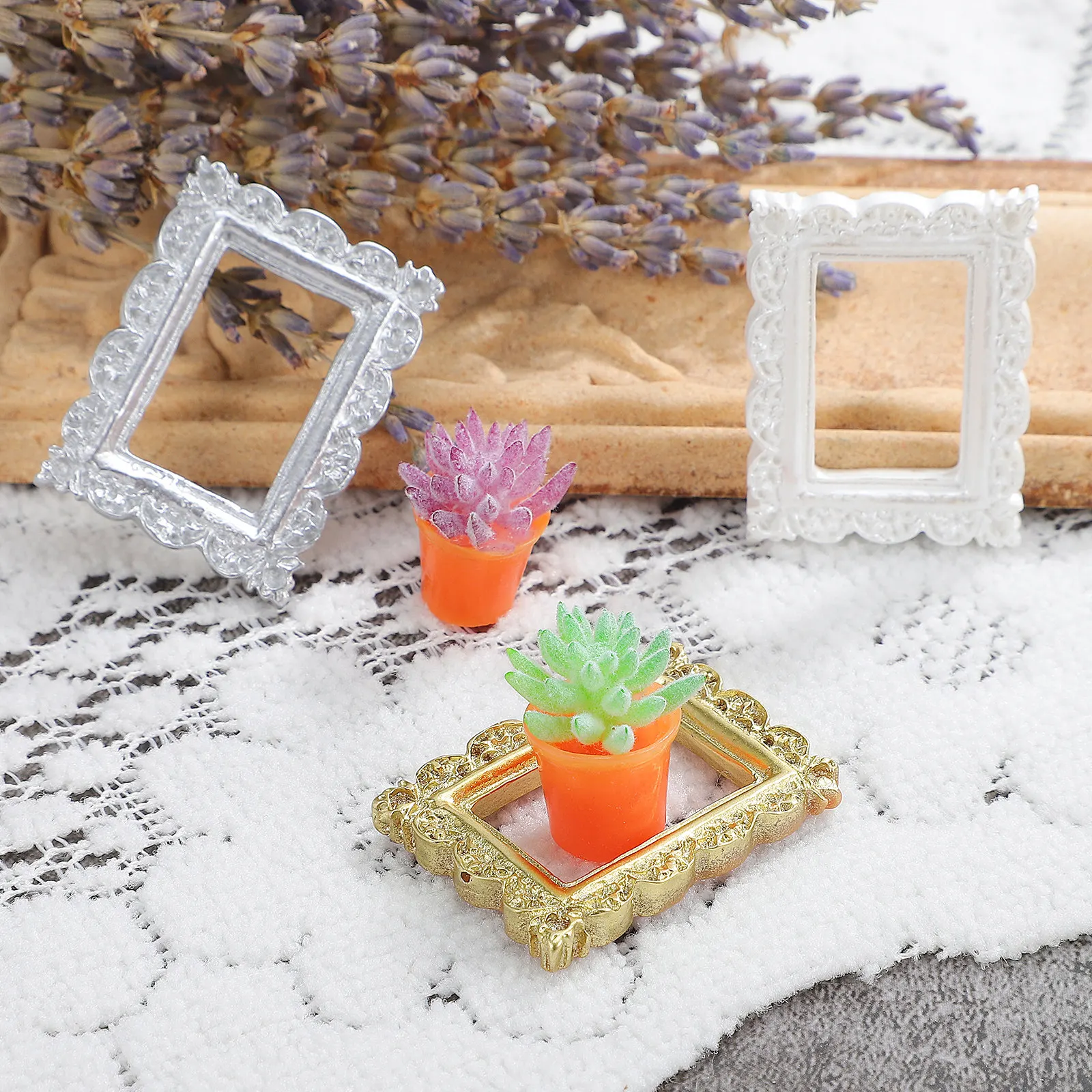 6 ชิ้นมินิเรซิ่นกรอบรูปวินเทจมินิวินเทจภาพถ่ายตกแต่งงานฝีมือ DIY กรอบรูปจิ๋วกรอบรูป