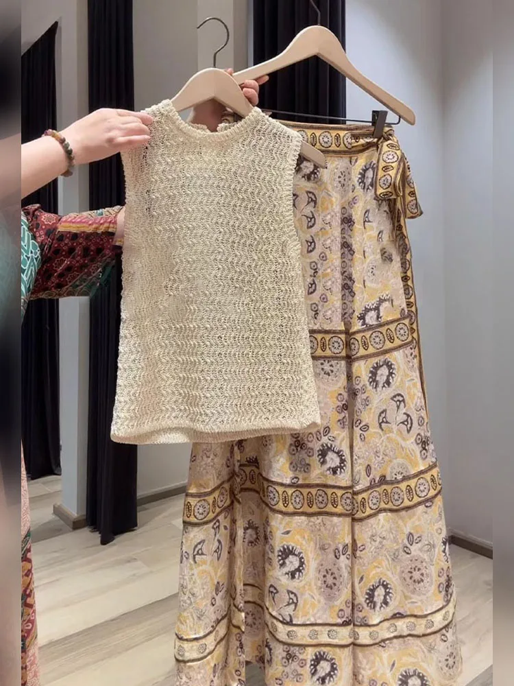 

Ele Summer Floral Print Dr Set Women's Two-Piece Ensemble Cool Loose Fit 2025 New Sle Casual Faion Outfit