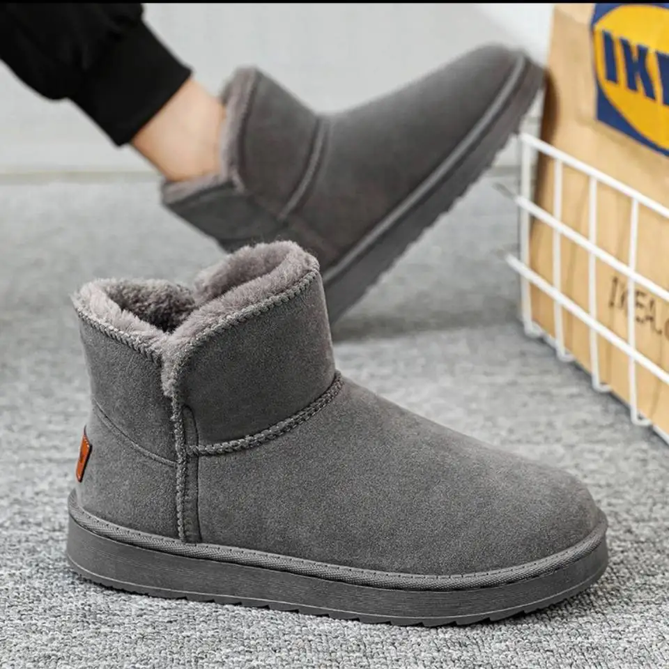 

2026 Snow Boots For Men In Winter Thick Soles Lightweight And Fluffy Warm Comfortable Non-slip Simple Cotton Shoes