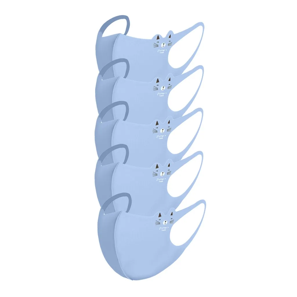 Masques élastiques pour enfants, imprimé de dessin animé, masque en coton de soie glacée ionique respirant, accessoires fonctionnels réutilisables, activités de plein air