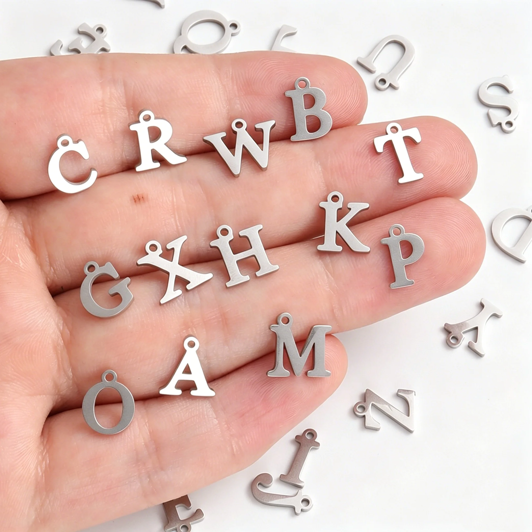 6/26pcs Rustproof Alphabet Charms Stainless Steel A-Z Initial Letter Pendants DIY Necklace Bracelet Earrings Jewelry Making