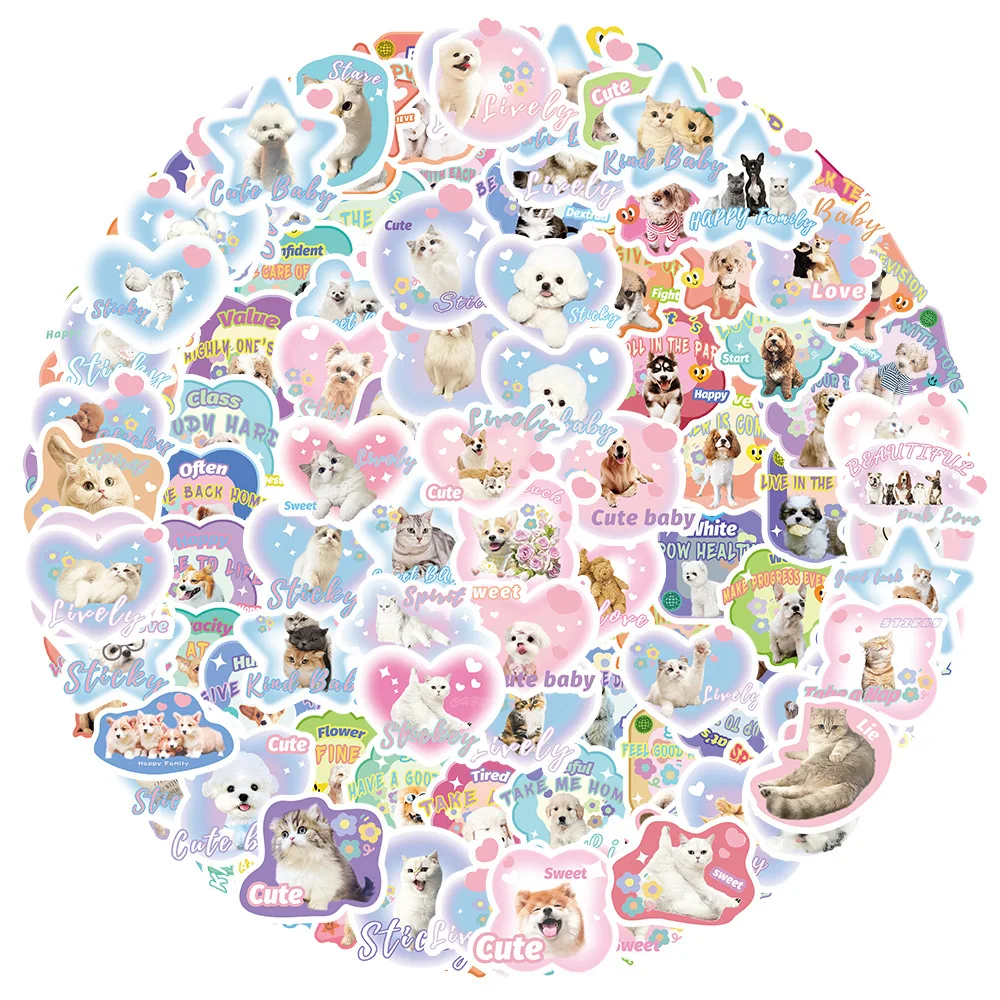 10/30/60/120PCS Kawaii Cartoon Animals Cute Pet Dog Cat Stickers Notebook Fridge Laptop Bike PVC Waterproof Kids Sticker DIY Toy