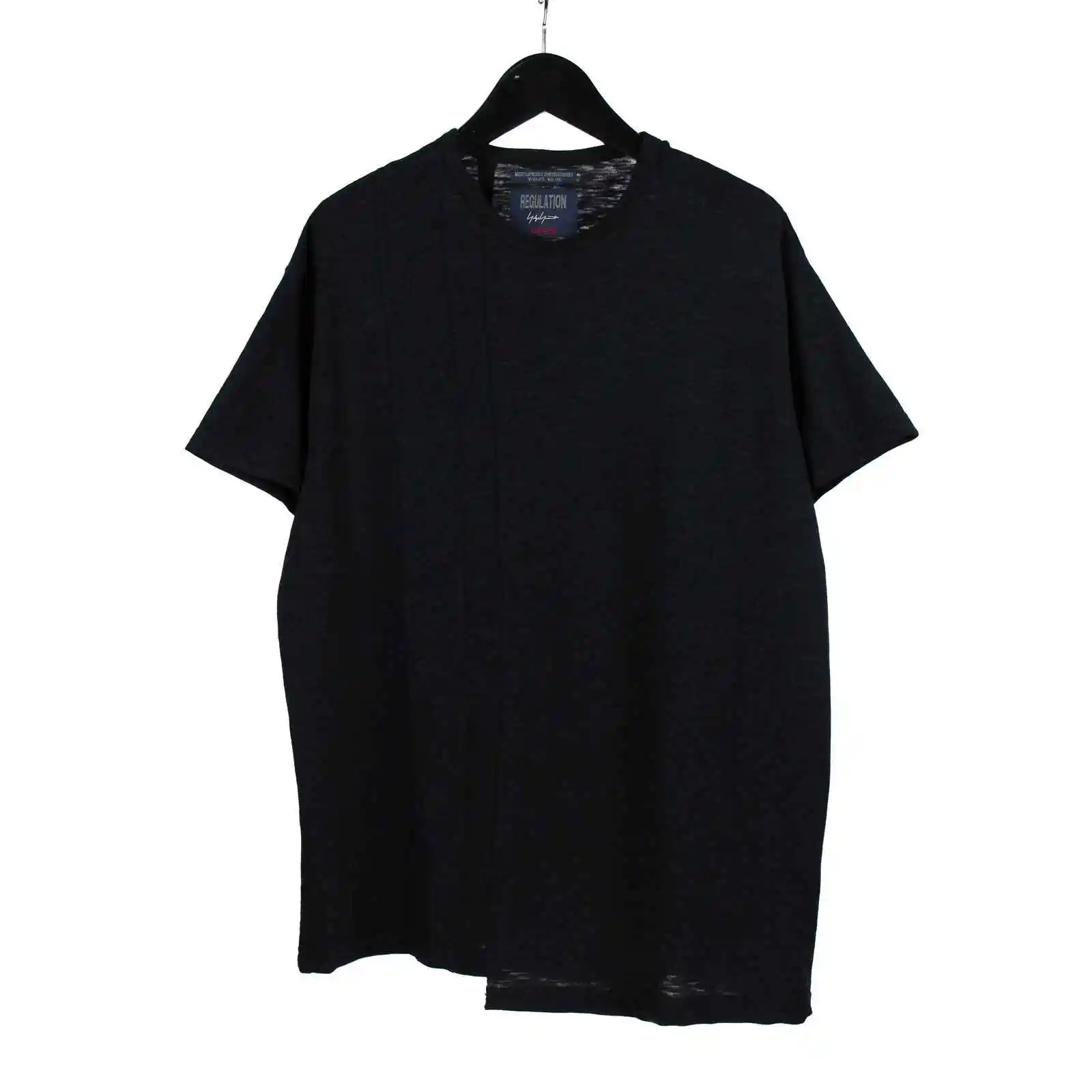 

TOP-YAMAMOTO Japanese original design dark niche black linen round neck half sleeved T-shirt