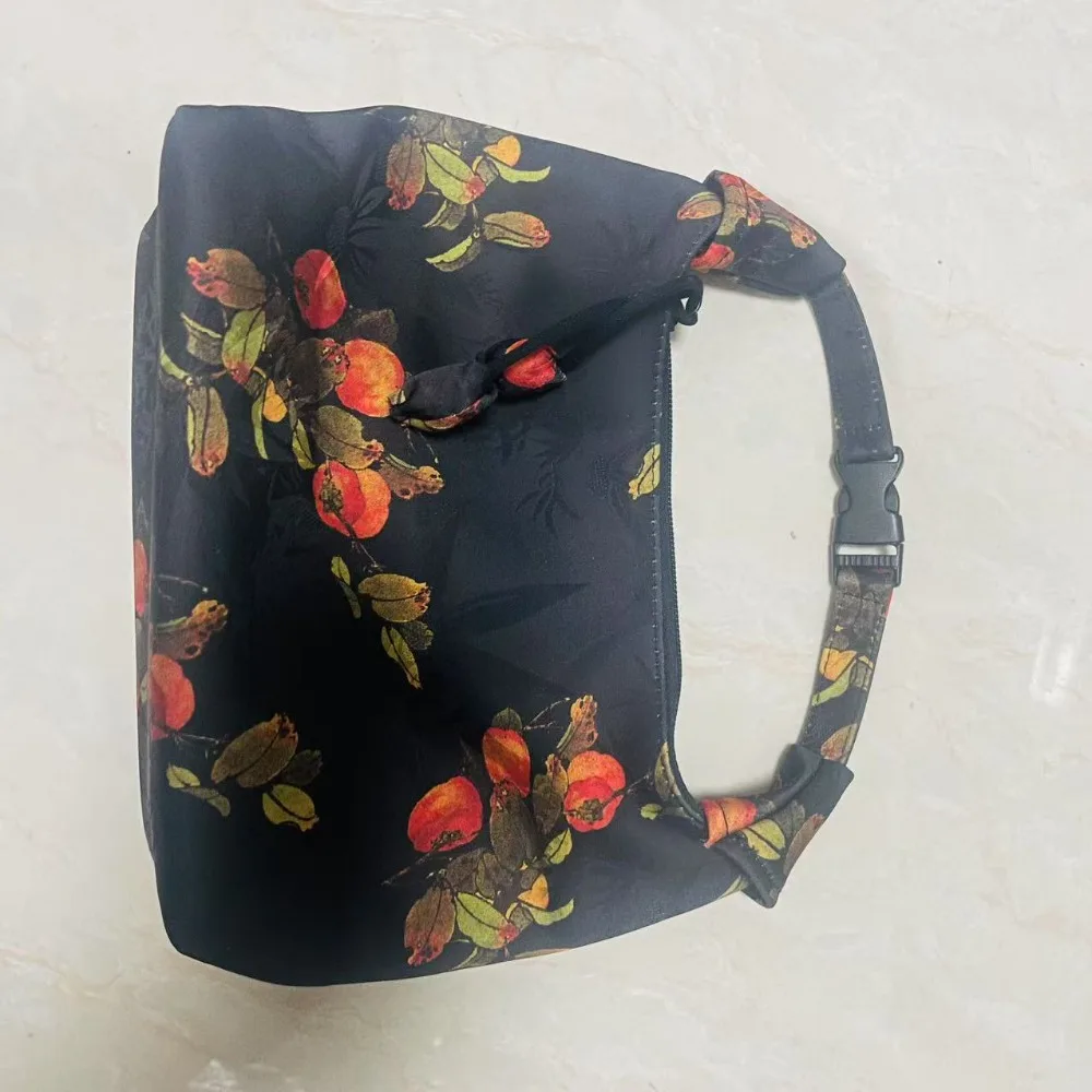Retro Chinese Style Handbag Embroidered Adjustable Pea Purses Traditional Gambiered Canton Gauze Cheongsam Bag Work - view 4