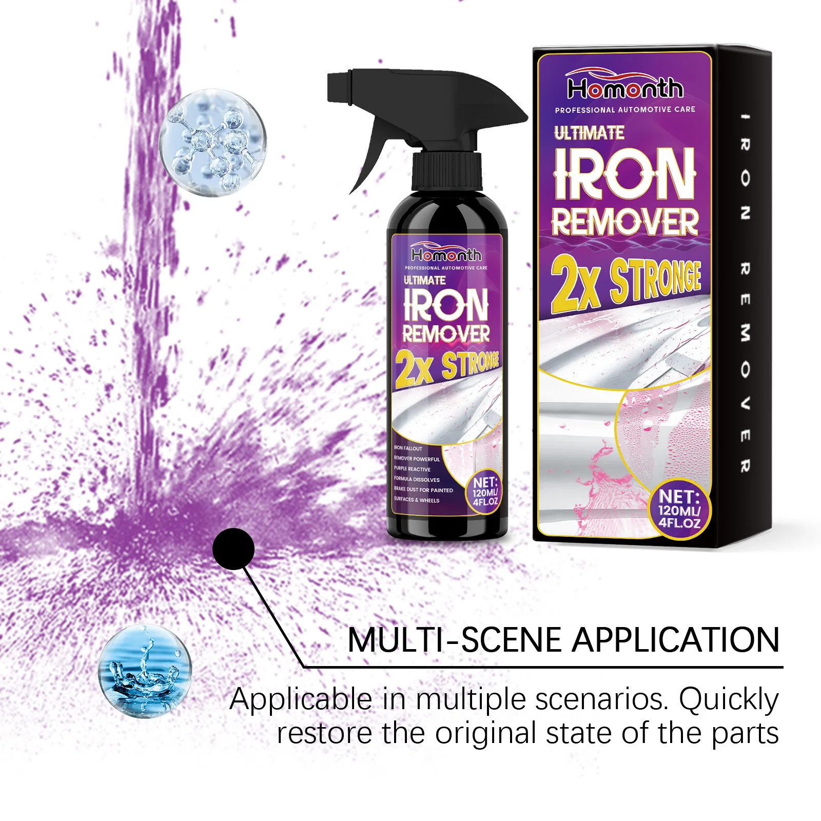 Car Wheel Rim Rust Remover Spray Brake Dust Iron Powder Cleaner Remove Oxidation Restore Wheel Brightness Auto Wheel Care