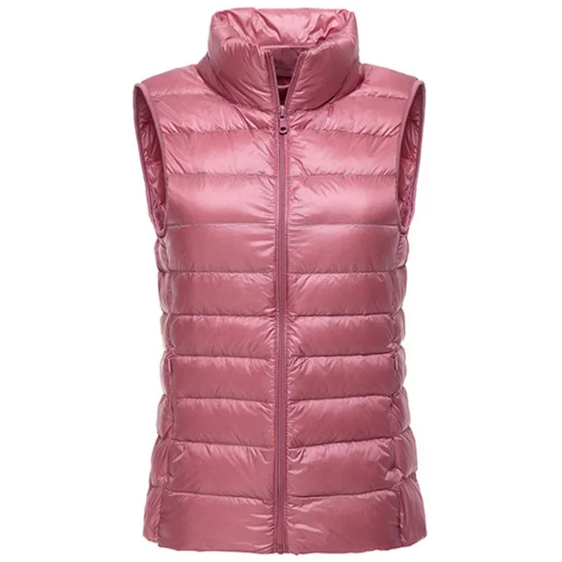 Packable Ultra-light Sleeveless Women\'s Winter Down Jacket White Duck Feather Warm Waistcoat Down Vest Outerwear Coats for Woman