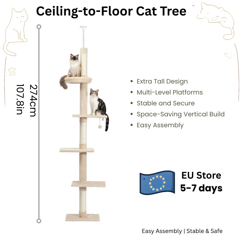 Strutture dei giocattoli clima di città per gatti a 5 livelli Strutture per alberi da scalatore per gatti Aiutano il tappetino multistrato Piattaforma super grande con palla sospesa