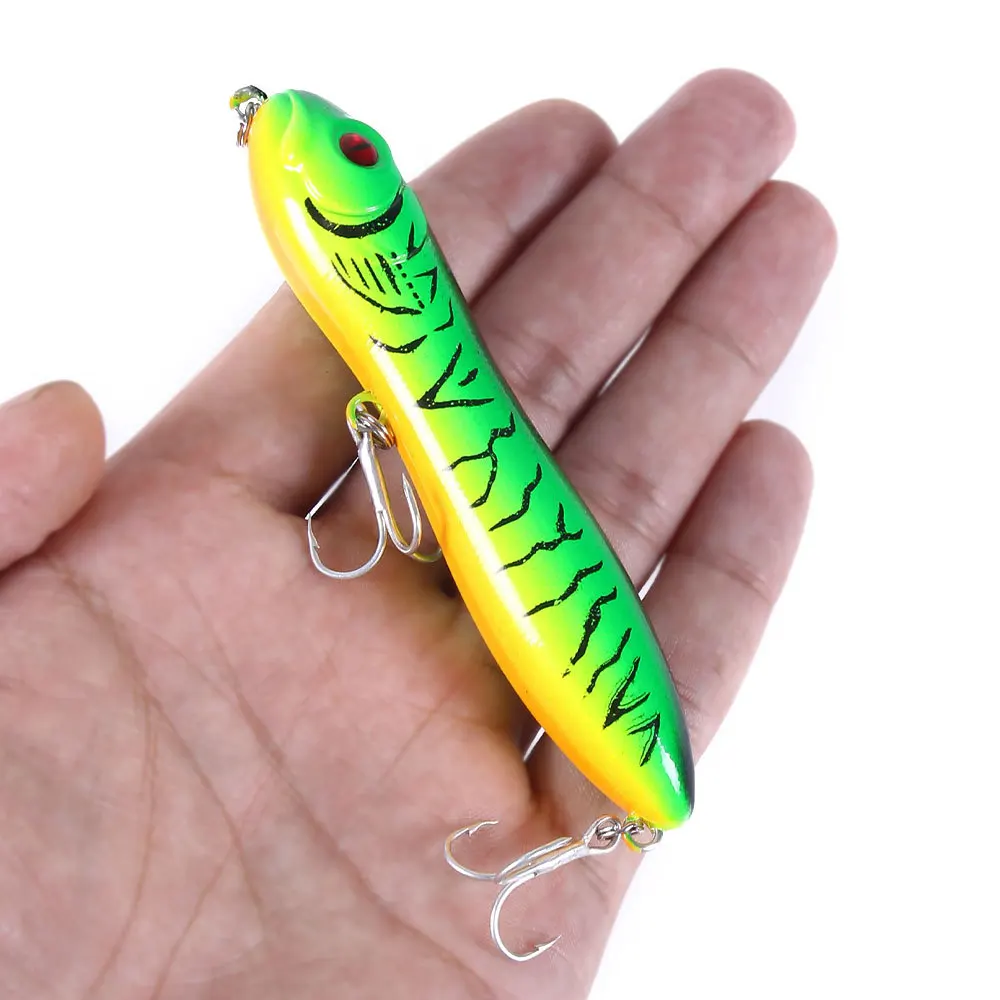 10cm-16g Floating Pencil Lure Bait Treble Hook Crossmouthed Perch Bait Zigzag Dog Pencil Fake Bionic Hard Bait Tackle