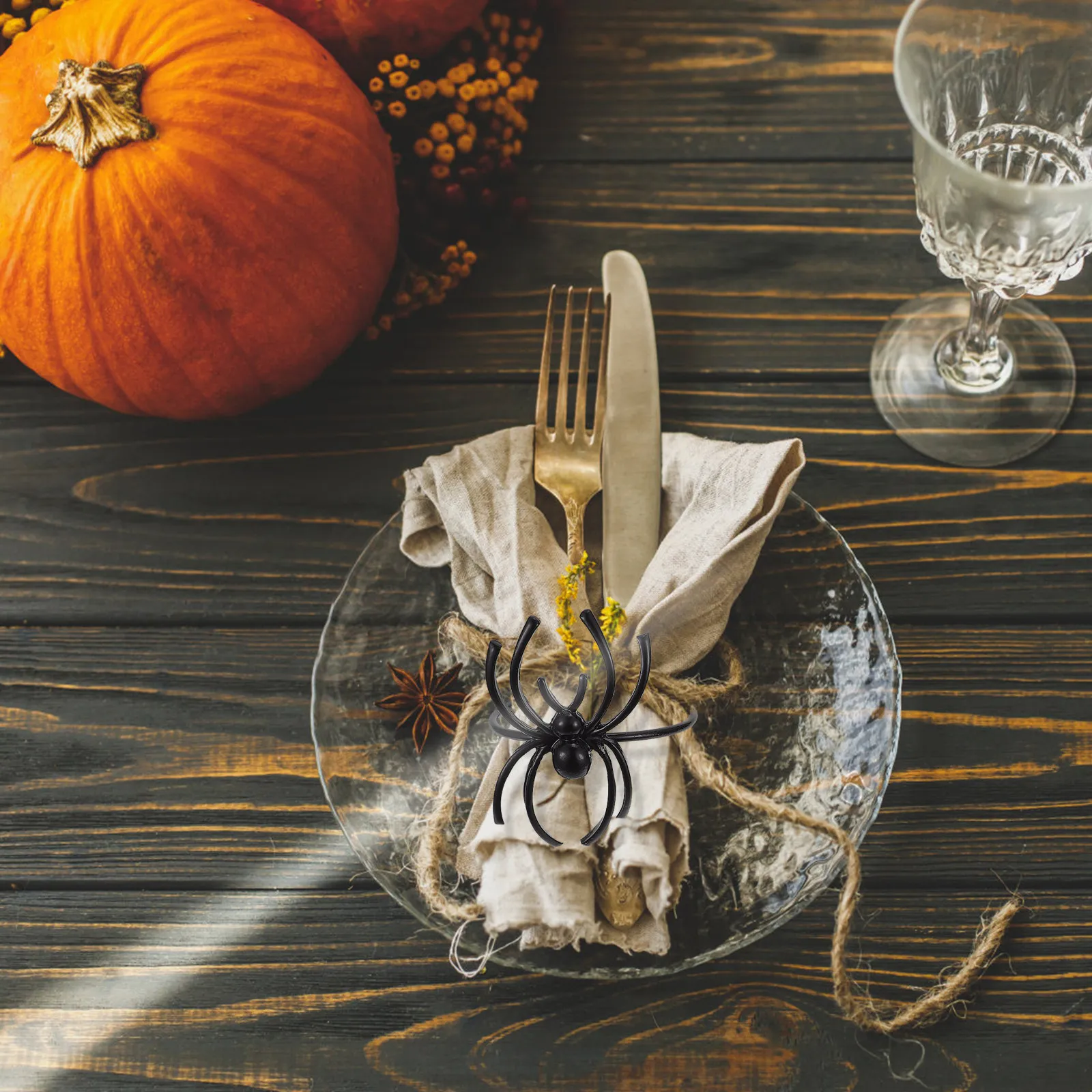 Halloween Spider Web Napkin Rings 8 Pack Black Table Decor for Party Thanksgiving Anniversary Dinner