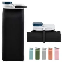600ML Outdoor Sports Foldable Water Bottle Food grade Silicone Water Bottle Creative Portable Travel Sports Water Bottle