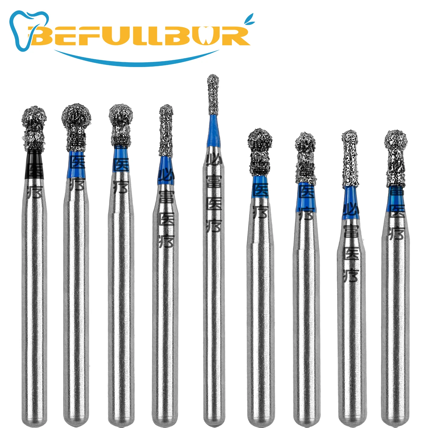 

Bulbous BC pulp opening, margin trimming, undercut preparation, tooth preparation with high-speed diamond burs, dental instrumen
