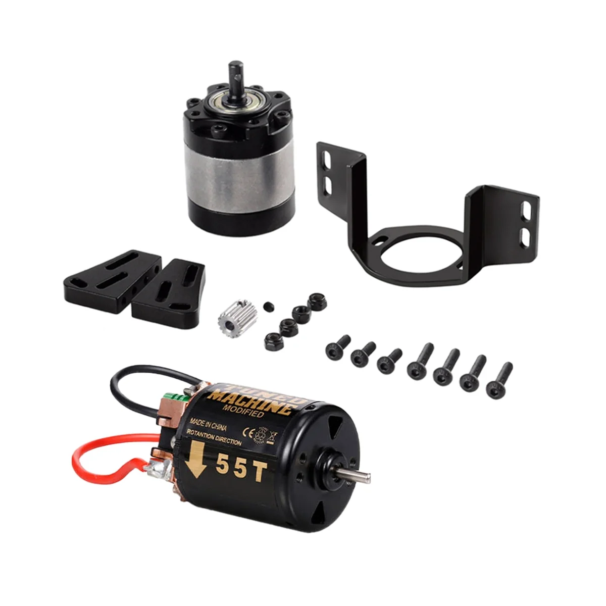 

External Carbon Brush 540 Brushed Motor 55T with 1:5 Reduction Gearbox for 1/14 Trailer 1/10 RC Car Crawler SCX10 TRX4