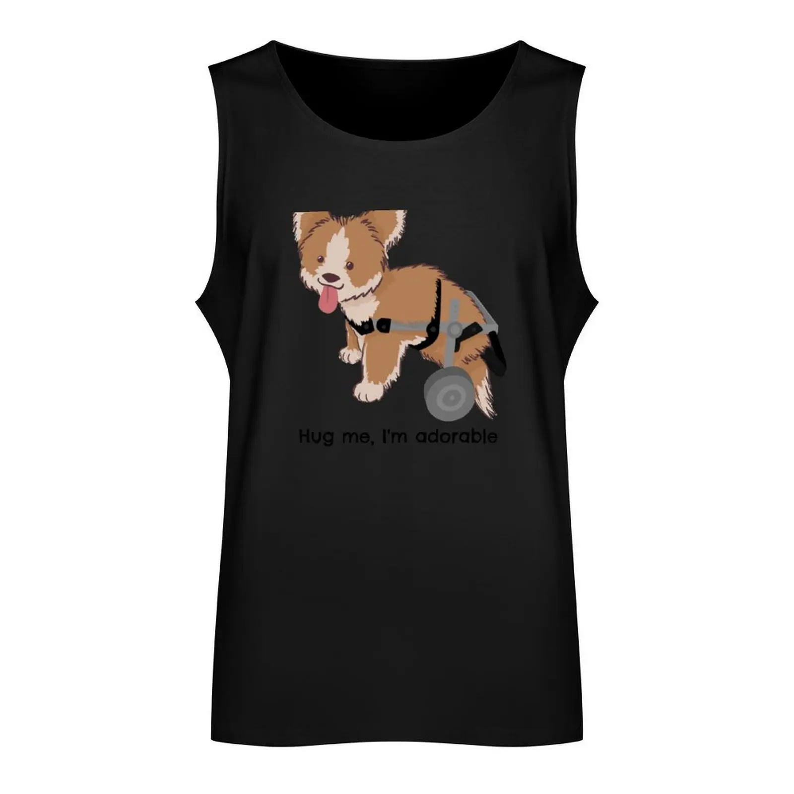 Hug Me, I'm Adorable - Cute Wheelchair Dog Tank Top men gym Men's gym t-shirts summer 2024