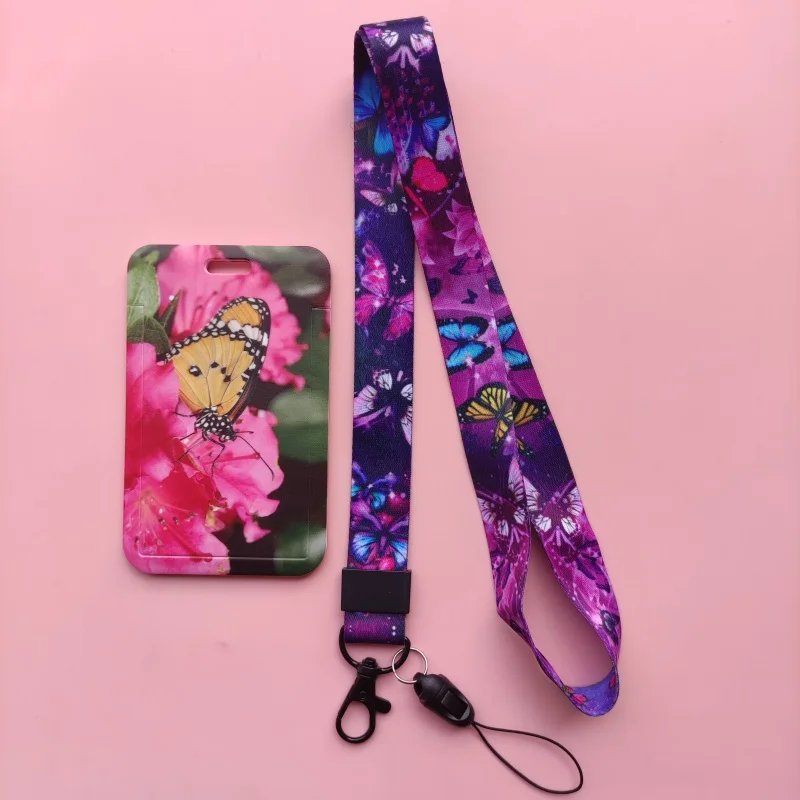 Fashion Butterfly Doctor Nurse Name Card studente Campus Card Hanging Neck Bag Card Holder cordino ID Card Case Drop Shipping