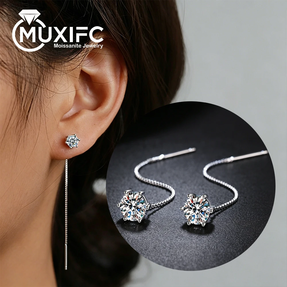 

D Color VVS1 Moissanite Diamond Earring with GRA s925 Sterling Silver Ear Wire plated 18k White Gold Luxury Earrings for Women