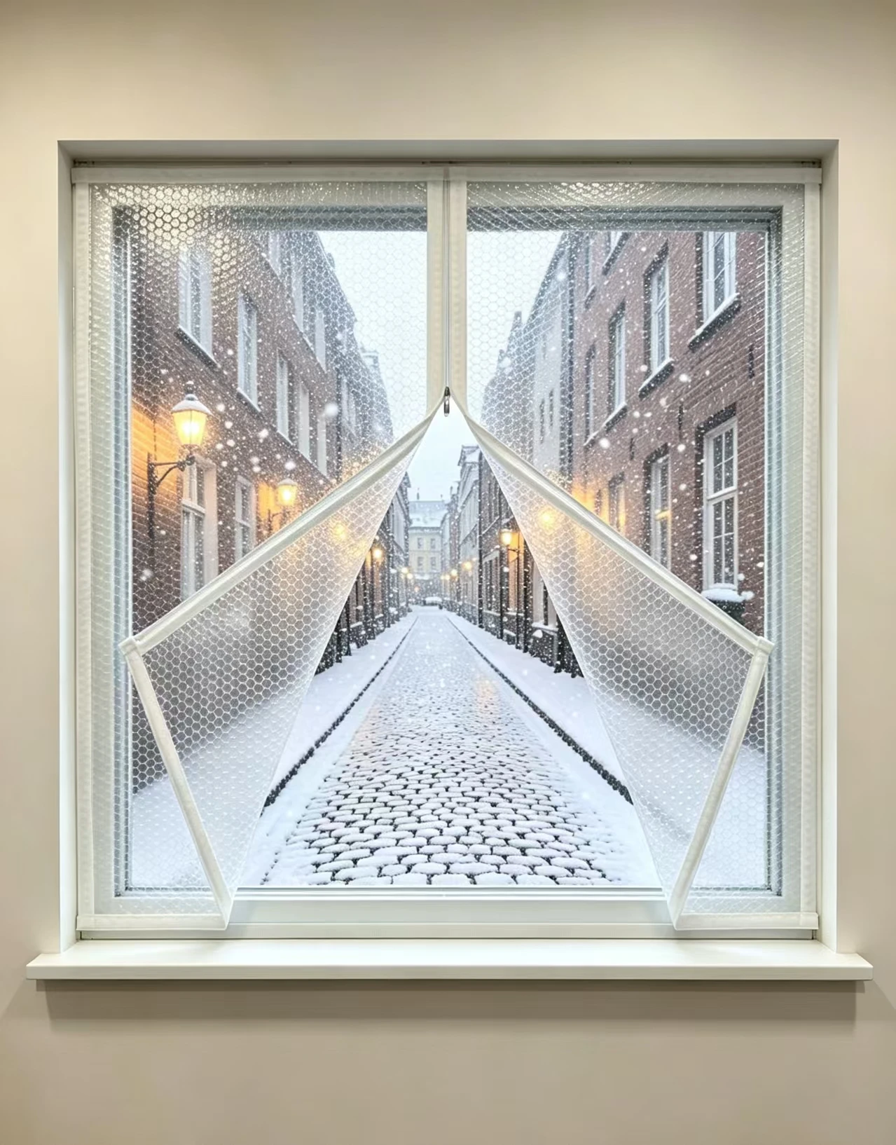 Winter bubble wrap warm and cold proof curtains with open zipper, white edging, no need for punching, easy to install and remove
