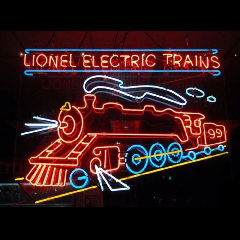 

ELECTRIC TRAINS Railway Neon Light Sign Real Glass Tubes Handmade Custom Bar Office Room Decoration Shop Display Lamp 31"X24"