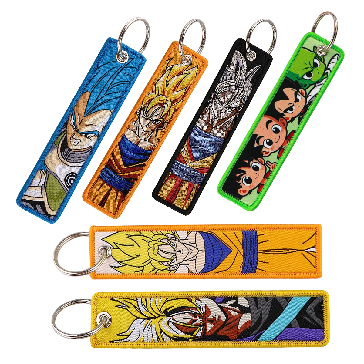 Cool Man Embroidered Keychains Key Fobs Manga Key Tags Cartoon Key Rings for Bags Cars Gifts for Fans Cosplay Accessories