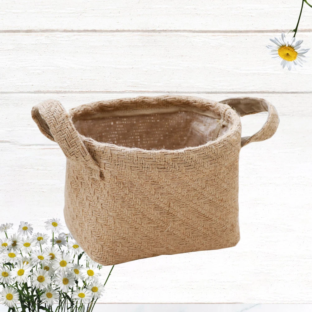

Woven Linen Basket Multipurpose Desktop Cloth Storage Bin Small Size For Office Home Kitchen Eco-Friendly Thicken