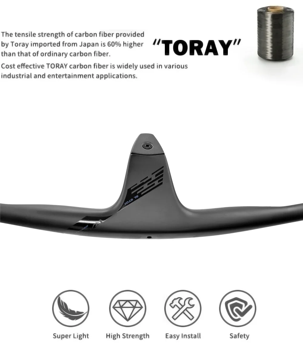 RACE Vollständig interner Kabelzug Integrierter MTB-Lenker,-17 ° Integriertes Cockpit, Carbonfaser XC Crossbike-Lenker mit Abstandshaltern – Detail 2