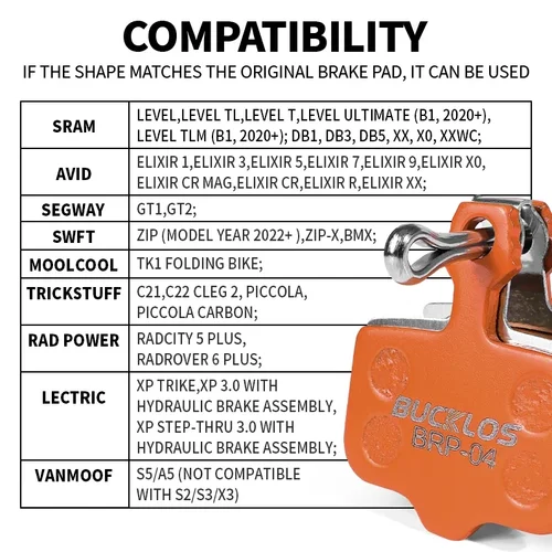 Imagen 2 del producto Pastillas de freno de disco hidráulico de bicicleta BUCKLOS para AVID EXILIR pastillas de freno metálicas pastillas de freno de bicicleta de montaña de carretera de Metal para SRAM DB5