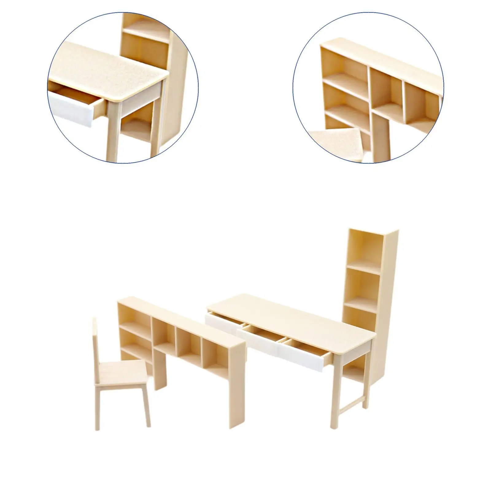 Escritorio y estantería para casa de muñecas, modelo 1:12, escena coleccionable, accesorios pequeños para casa de muñecas, muebles para casa de muñecas