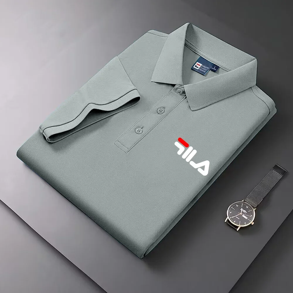 Summer New Men's Polo Shirt Flip Collar Fashionable Outdoor Fishing Casual Breathable Short Sleeve Top Quick Dry Golf T-Shirt