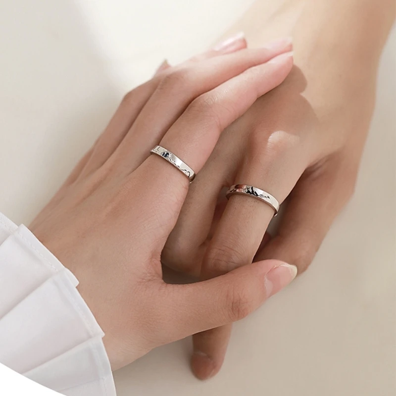  Eachother Mountain League Open Couple Ring Simple Epoxy Valentine's Day Gift Landscape Couple Ring Jewelry Gift
