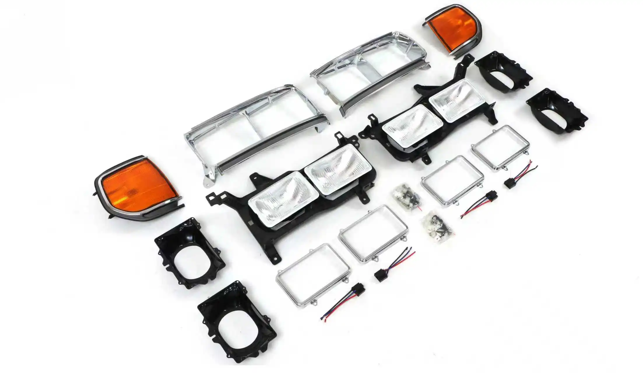 Dream Car Auto Parts Lamp Surround Chrome Brackets Yellow Corner Lights Fit For LandCruiser LC80 FJ80 1990-1997