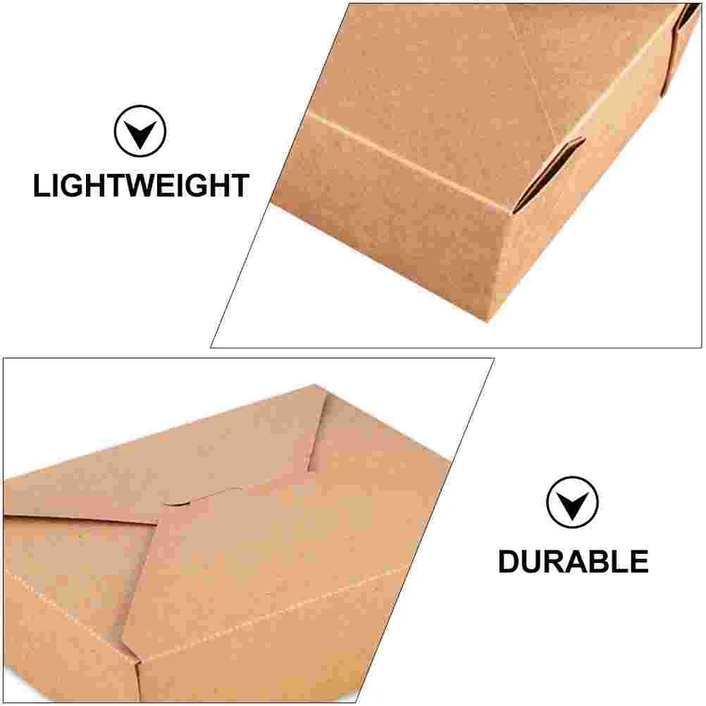 30 Pcs Portable Kraft Paper Takeaway Boxes for Food Packing Eco friendly Hygienic Disposable Lunch Box Tray for Picnic Pizza