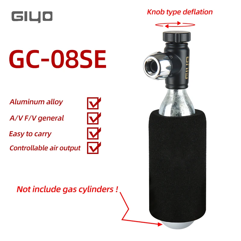 GIYO – gonfleur de CO2 pour vélo, pompe Schrader Presta, Tube de pneu en aluminium, Mini pompe vtt, sans cartouche de CO2, outils de réparation de cyclisme