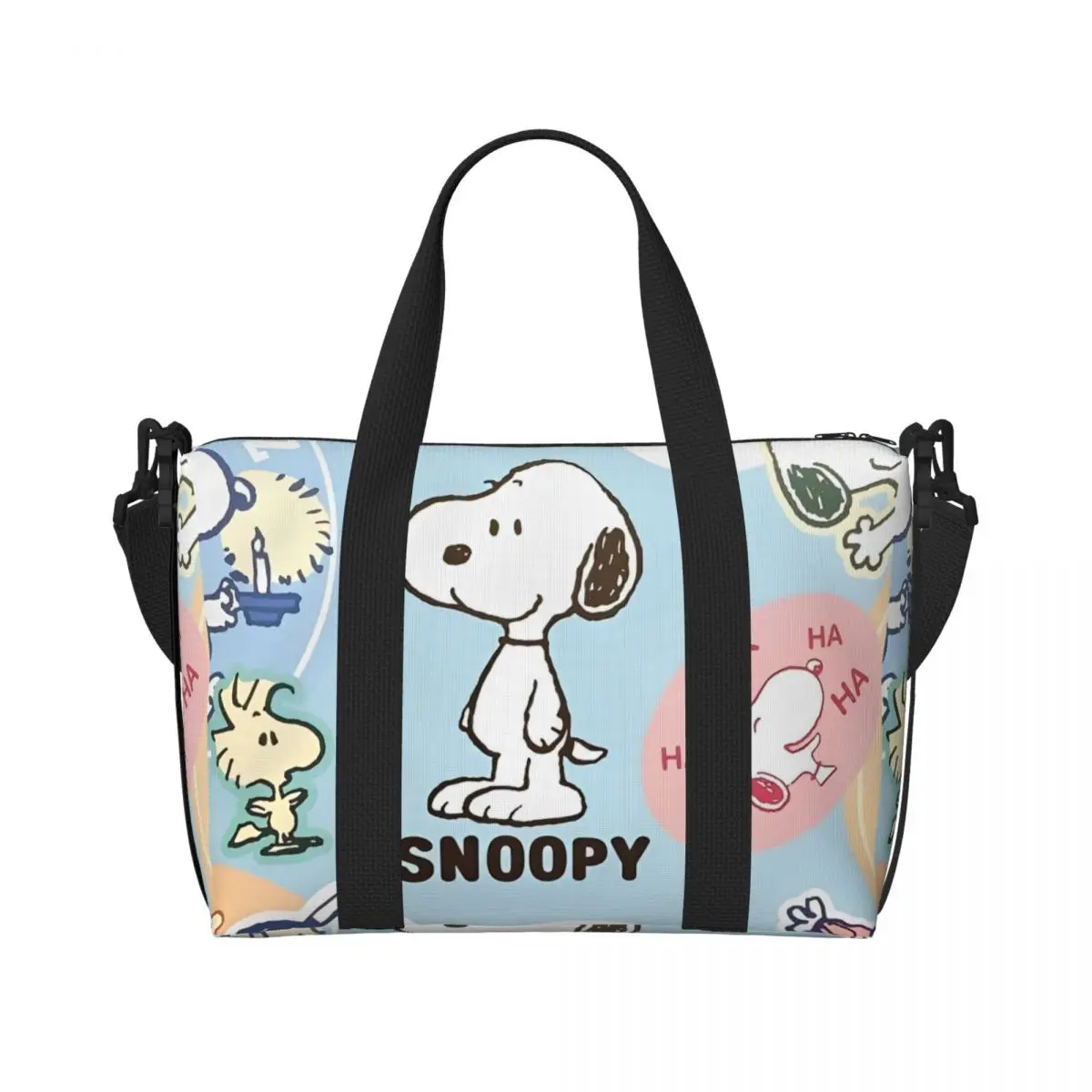 

Женские сумки Snoopys с героями мультфильмов, милые собаки, ручные сумки, пескозащитная большая сумка, сумка на молнии для тренажерного зала, продуктовых путешествий