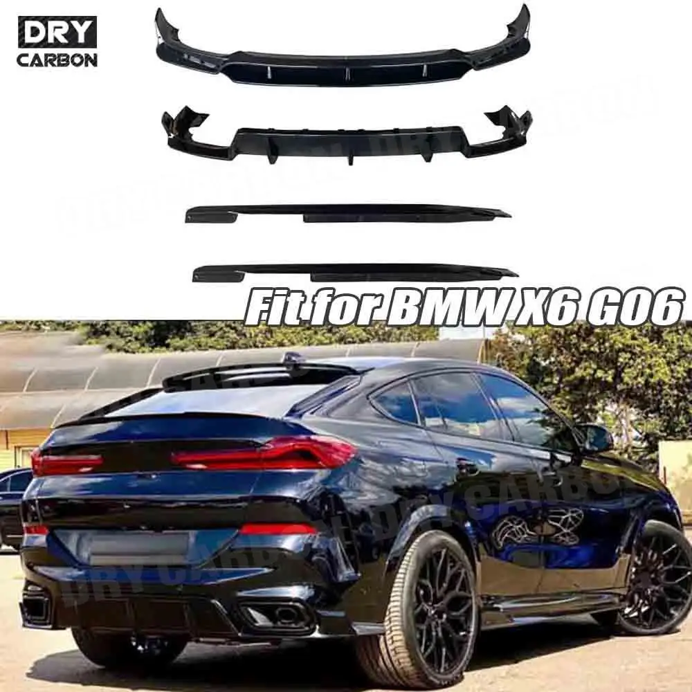 

ABS Car Front Lip Side Skirts Rocker Panel Rear Bumper Diffuser Splitters for BMW X6 G06 M Sport 2020-2022 Carbon Fiber Bodykits