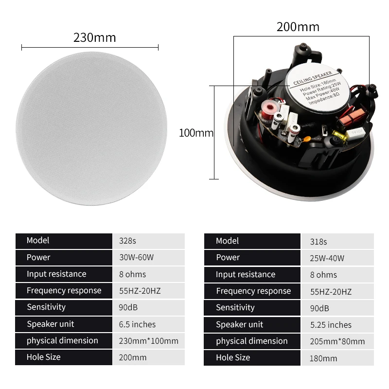 Coaxial Ceiling Speaker louderspeaker HIFI 6.5Inch 25W  High Fidelity  Wall Mounted  Global Stereo Home Background Music SUMWEE