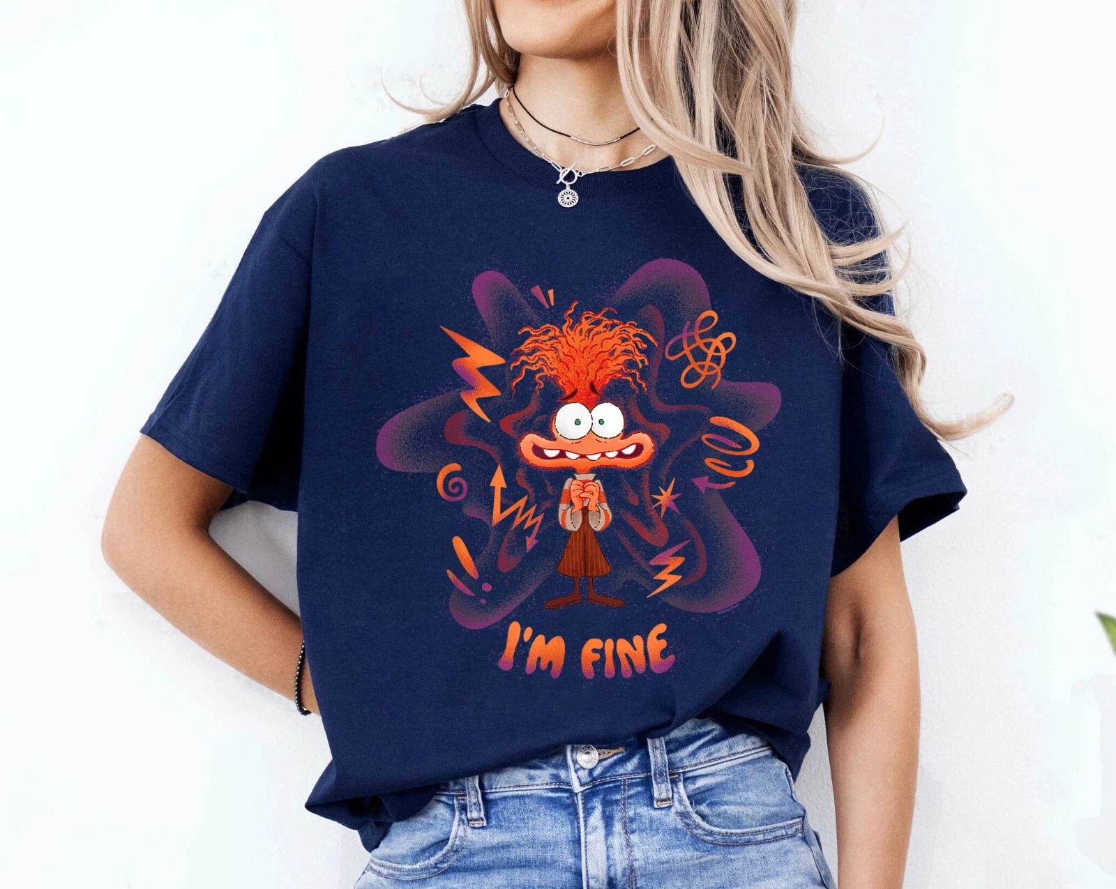 ديزني "داخل خارج 2" القلق العاطفي أنا غرامة تي شيرت للرجال والنساء البالغين والأطفال ملابس الشارع القطنية عالية الجودة #2