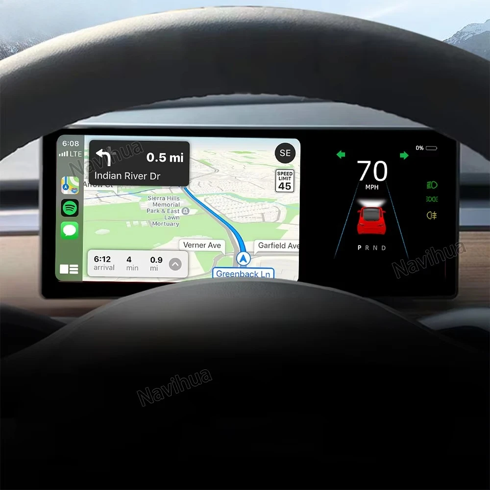 شاشة تعمل باللمس Carplay AutoRadio لوحة قيادة السيارة عداد السرعة LCD لوحة القيادة الرقمية تسلا 3/Y على شكل لوحة سيارة