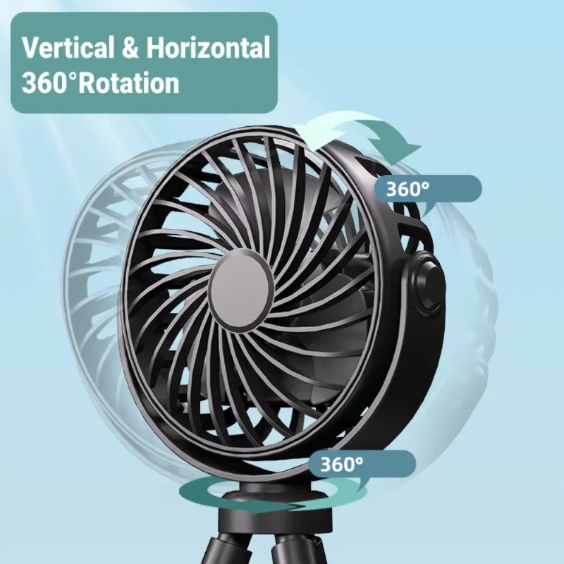 360° Rotate Fan for Cart Stroller Fans Portable Outdoor Clip On Baby Rechargeable Hadheld Electric Home 3 Speed
