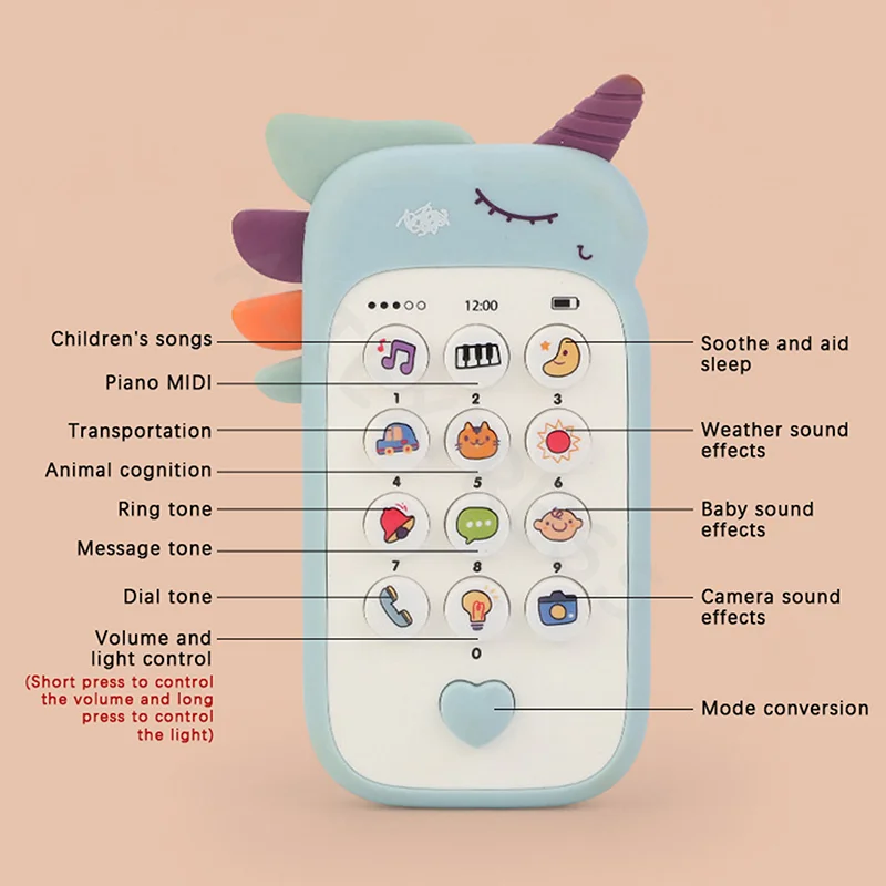 Brinquedo de telefone do bebê música som telefone brinquedos de dormir abs crianças infantil brinquedo educativo precoce crianças presentes