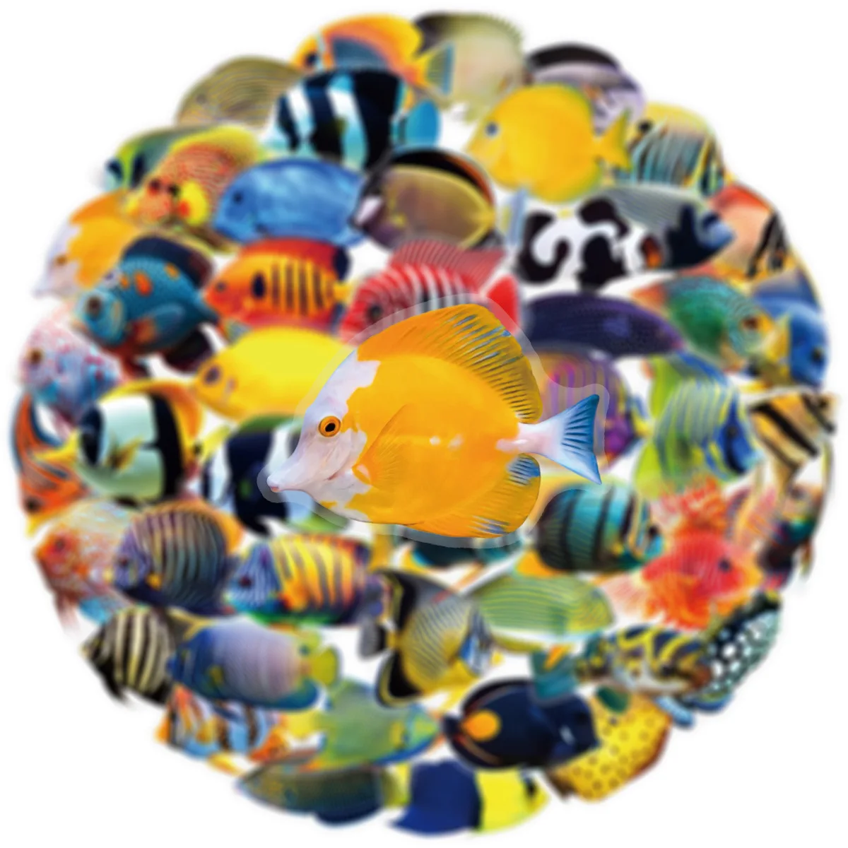 50/100 szt. Przezroczyste naklejki PET z motywem ryb morskich, błazenów, grube, wodoodporne, na obudowę telefonu, album, walizkę, kubek, akwarium